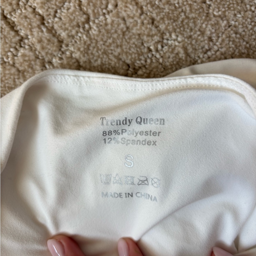 Cream Asymmetrical Ruched One-Shoulder Top - Picture 3 of 3